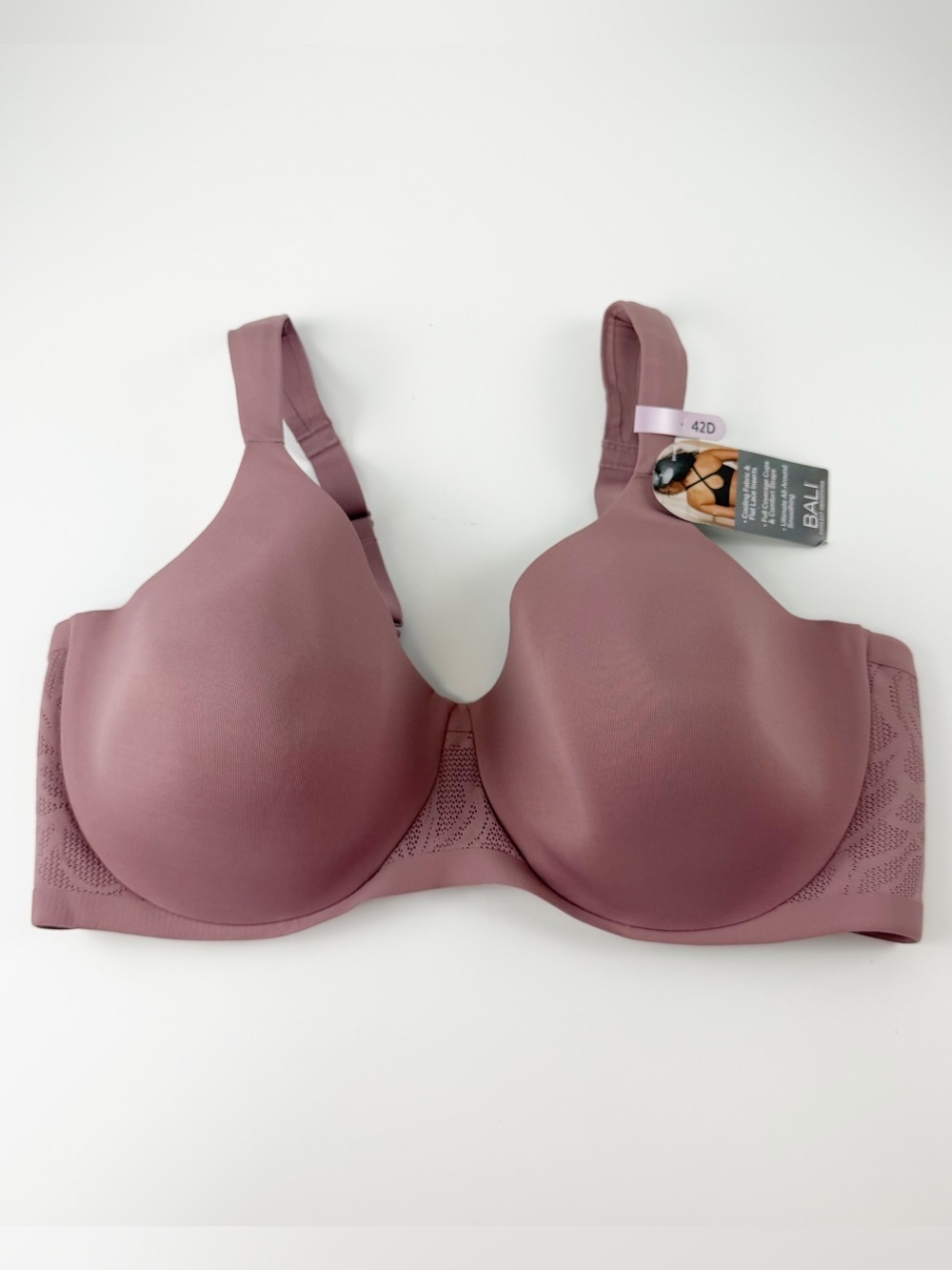 Bali Bra 42D Maroon Coolest Smoothing Underwire T-Shirt NWT 4580